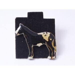 Black-White, Horse, 1", Figure, Pin, Badge, Farm Animal, Fashion, Jewelry,